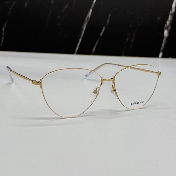 NEW BALENCIAGA BB0034O 003 CAT EYE GOLD WOMEN EYEGLASSES BALENCIAGA - Picture 3 of 10